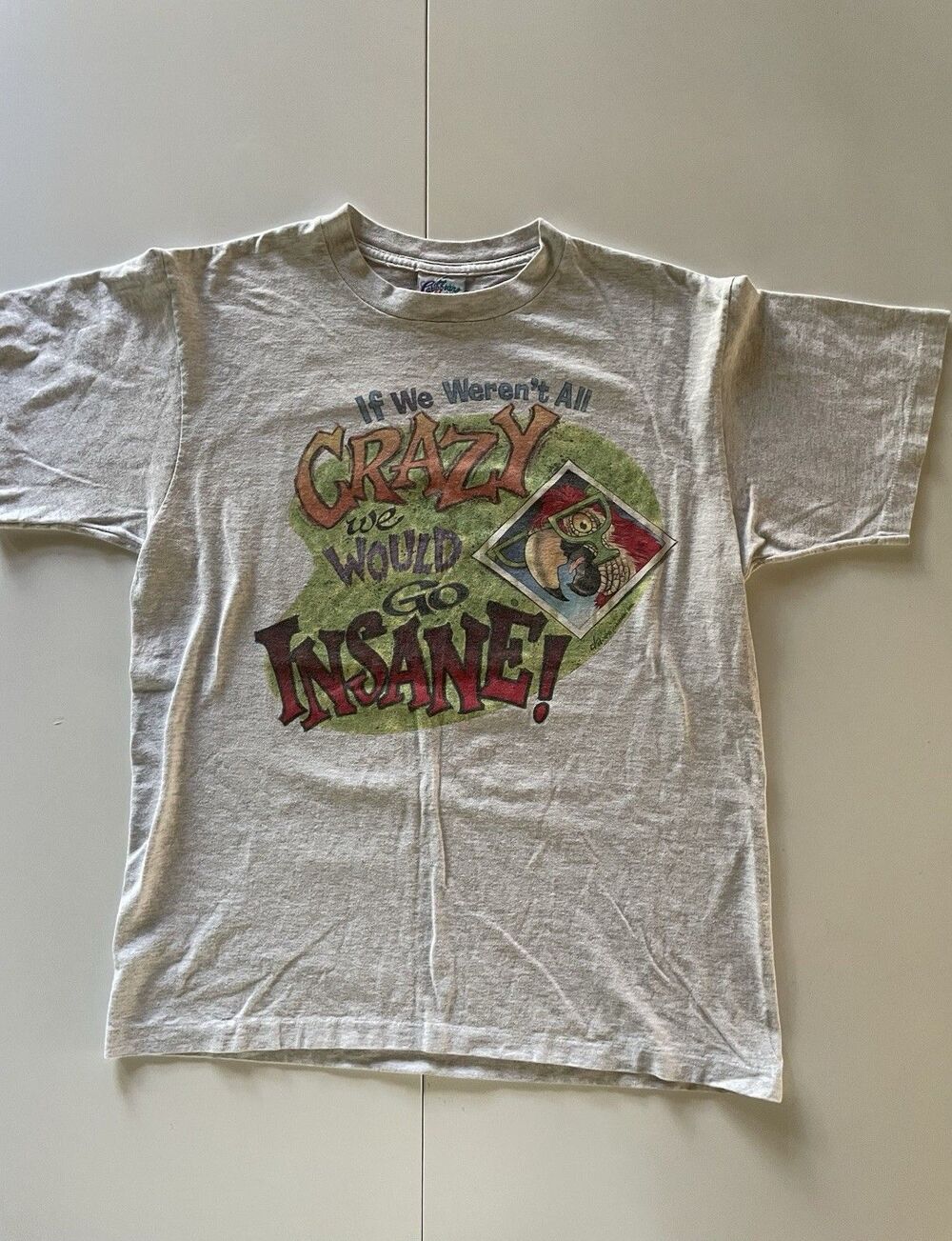 Vintage 90’s Caribbean Soul Double-Sided “If We Werent All Crazy” Parrot T-Shirt